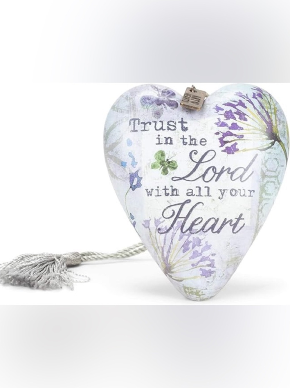 Demdaco "Trust in the Lord" 4” by 3” Heart Shaped Resin Keepsake Art with Key